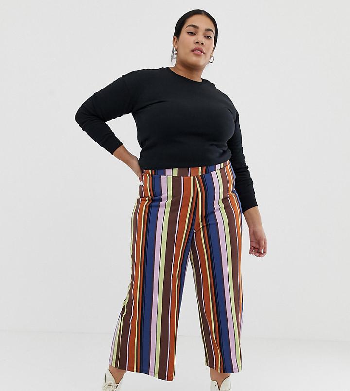 Asos Design Curve 70s Stripe Culotte - Multi