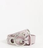 Asos Design Curve Multi Eyelet And Stud Jeans Belt In Lilac-purple
