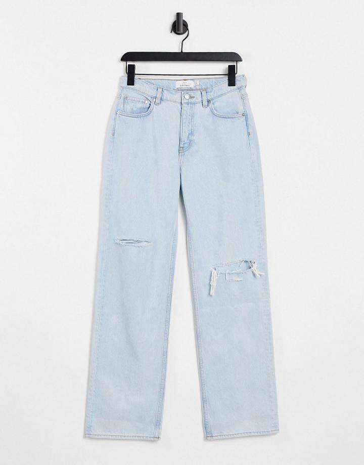 & Other Stories Precious Organic Cotton Low Rise Relaxed Fit Ripped Jeans In Light Blue-blues