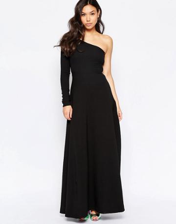 Twin Sister One Shoulder Maxi Dress - Black
