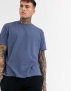 Asos Design Relaxed T-shirt With Crew Neck In Blue Marl - Blue