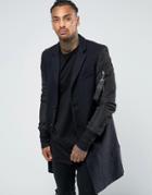 Sixth June Overcoat With Bomber Sleeves - Black