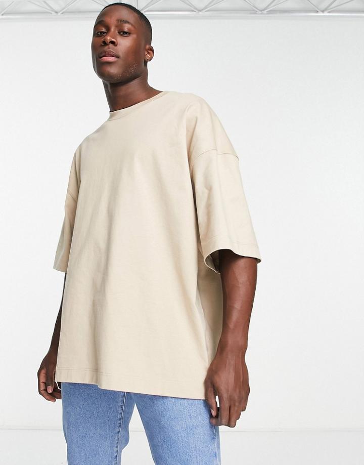 Topman Heavyweight Oversized T-shirt In Stone-pink