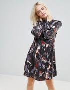 B.young Abstract Print Dress With Ruffle Panels - Multi