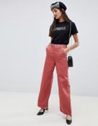 Miss Selfridge Wide Leg Cargo Pants In Rust - Red
