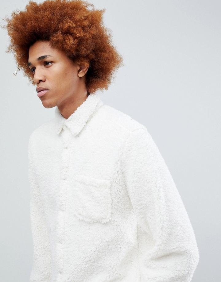 Asos Regular Fit Shirt In Borg - Beige