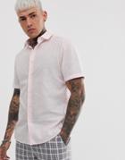 Asos Design Regular Fit Smart Linen Shirt In Pink - Pink