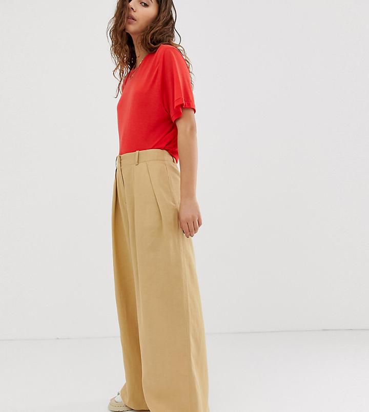 Weekday High Waist Wide Leg Pants In Beige - Beige