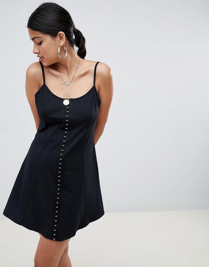 Asos Design Hook And Eye Cami Swing Dress - Black