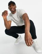 Asos Design Knitted Ribbed T-shirt In Light Gray-grey