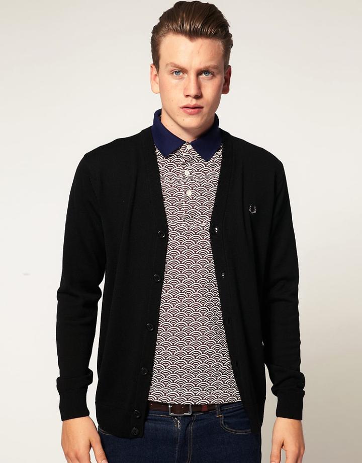 Fred Perry Plain Merino Wool Cardigan - Black