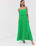 Asos Design Pleated Crop Top Maxi Dress-green