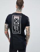 Religion Muscle Fit T-shirt With Reflective Print And Contrast Back Panel - Black