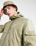 Adidas Originals Adicolor Three Stripe Windbreaker In Khaki-green
