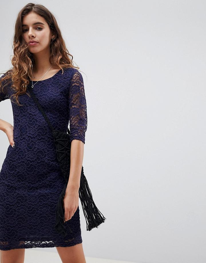Glamorous Lace Midi Dress-navy