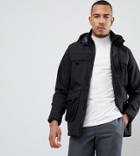 Asos Design Tall Shower Resistant Parka With Mesh Pockets In Black - Black