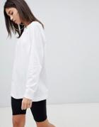 Asos Design Top In Super Oversized Fit With Long Sleeve In White