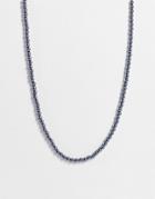 Asos Design Short 6mm Faux Pearl Necklace In Shiny Black