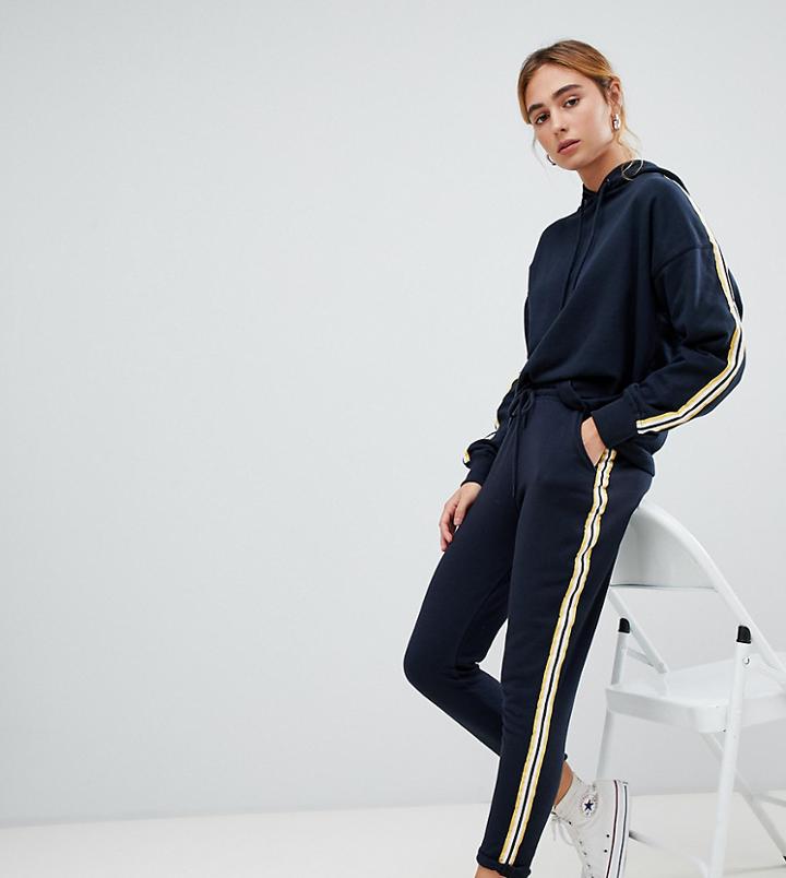 Pull & Bear Stripe Detail Sweatpants - Navy