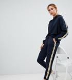 Pull & Bear Stripe Detail Sweatpants - Navy