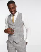 River Island Grid Check Vest In Gray Check