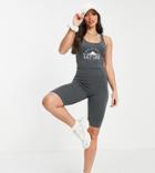 Noisy May Tall Exclusive Collegiate Unitard Romper In Charcoal-grey