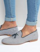 Asos Loafers In Navy And White Stripe