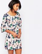 Vila 3/4 Sleeve Floral Shift Dress - Multi