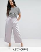 Asos Curve Satin Wide Leg Culotte Pants With Piping - Purple