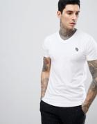 Process Black V Neck Stretch T-shirt - White