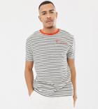 Asos Design Tall Relaxed Stripe T-shirt In Towelling With C'est La Vie Embroidery-beige