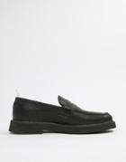 Asos Design Loafers In Black Leather With Chunky Sole