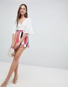 Parisian Stripe Frill Hem Shorts - Multi