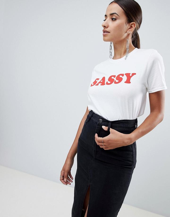 Missguided Sassy Slogan T-shirt - White