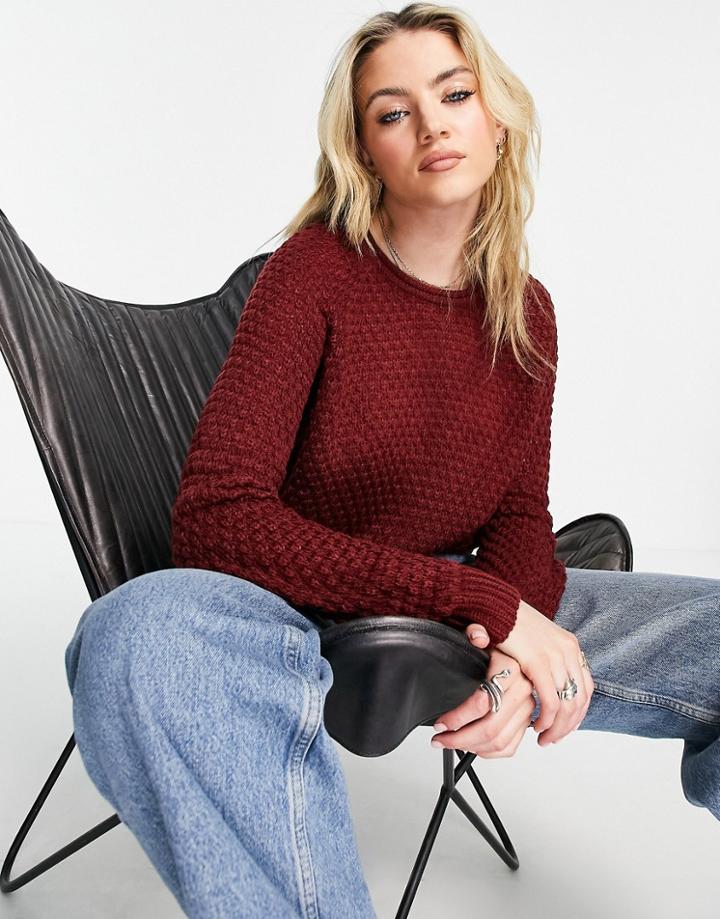 Vero Moda Round Neck Sweater In Wine-red