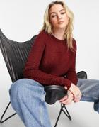 Vero Moda Round Neck Sweater In Wine-red