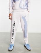 Asos Unrvlld Spply Relaxed Sweatpants With Abstract Graphic & Logo Prints In Beige - Part Of A Set-neutral