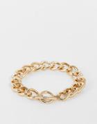 Topshop Pave Chain T Bar Bracelet In Gold