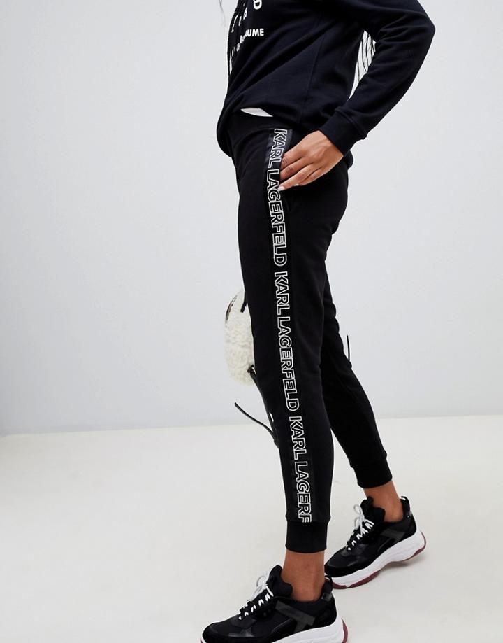 Karl Lagerfeld Jersey Logo Track Pant - Black