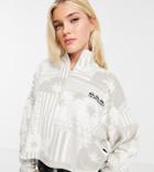 Quiksilver Logo Aztec 1/4 Zip Cropped Fleece In Beige Exclusive At Asos-neutral