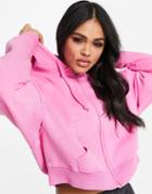 Asos Design Oversized Zip Hoodie In Washed Pink