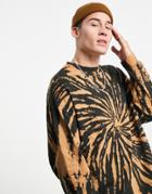 Asos Design Oversized T-shirt In Black And Brown Tie Dye