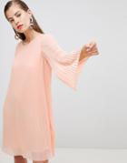Y.a.s All Over Pleated Shift Mini Dress In Pink