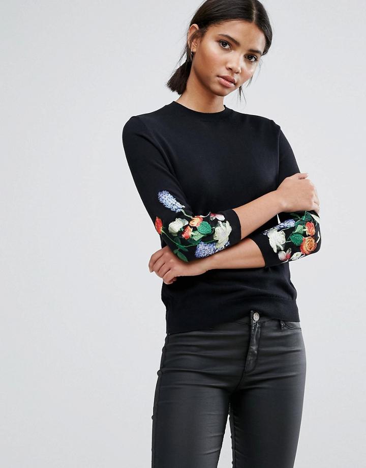 Ted Baker Embroidered Sweater - Black