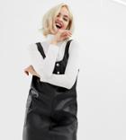 Collusion Leather Look Pinny Dress - Black