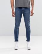 Cheap Monday Jean Tight Skinny Fit Mid Blue Wash - Blue