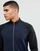 Selected Homme Track Sweat With Contrast Sleeve - Navy