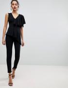 Club L Frill Tiered Sleeve Jumpsuit - Black