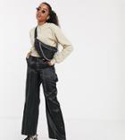 Collusion Satin Wide Leg Pants With Contrast Stitching