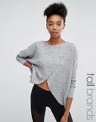Y.a.s Tall Wrap Front Soft Knit Sweater - Gray